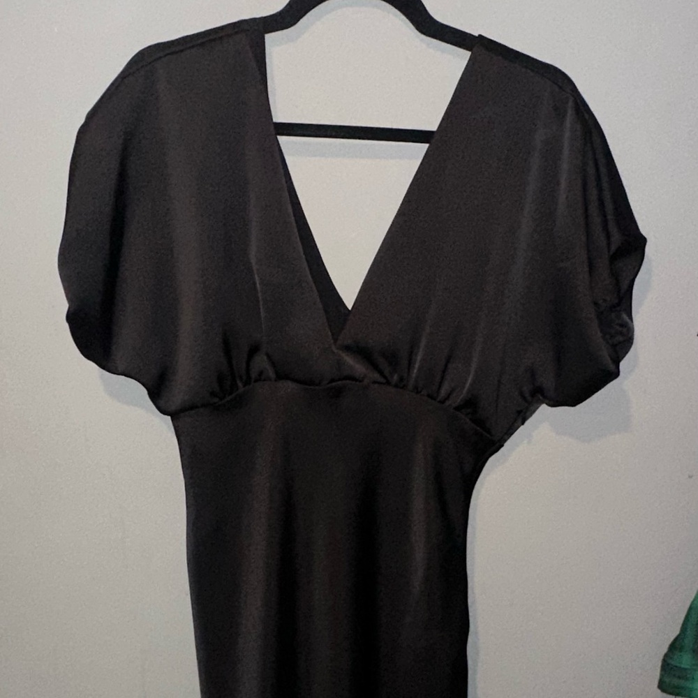 AQ/AQ Black V-Neck Mini Dress